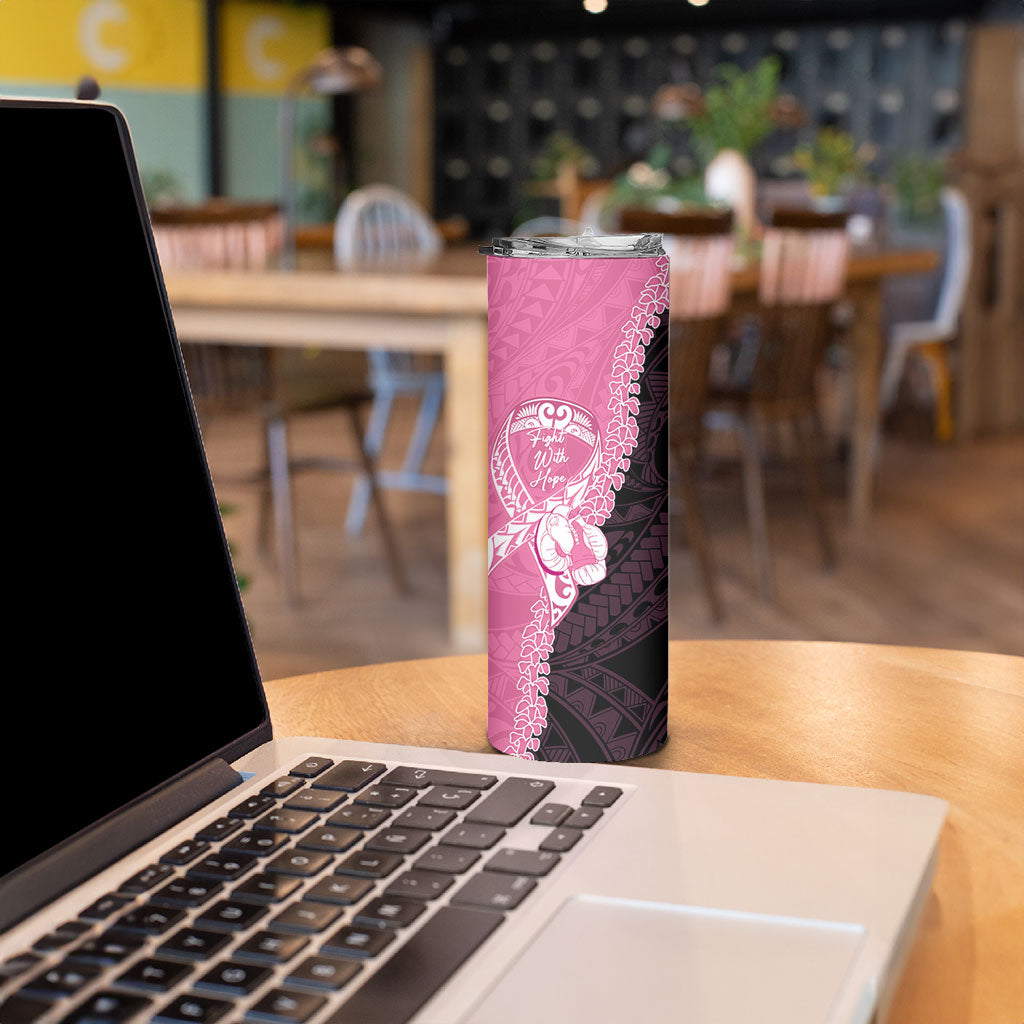 Personalised Polynesia Breast Cancer Support Skinny Tumbler Fight With Hope Pink Ribbon Boxing Gloves