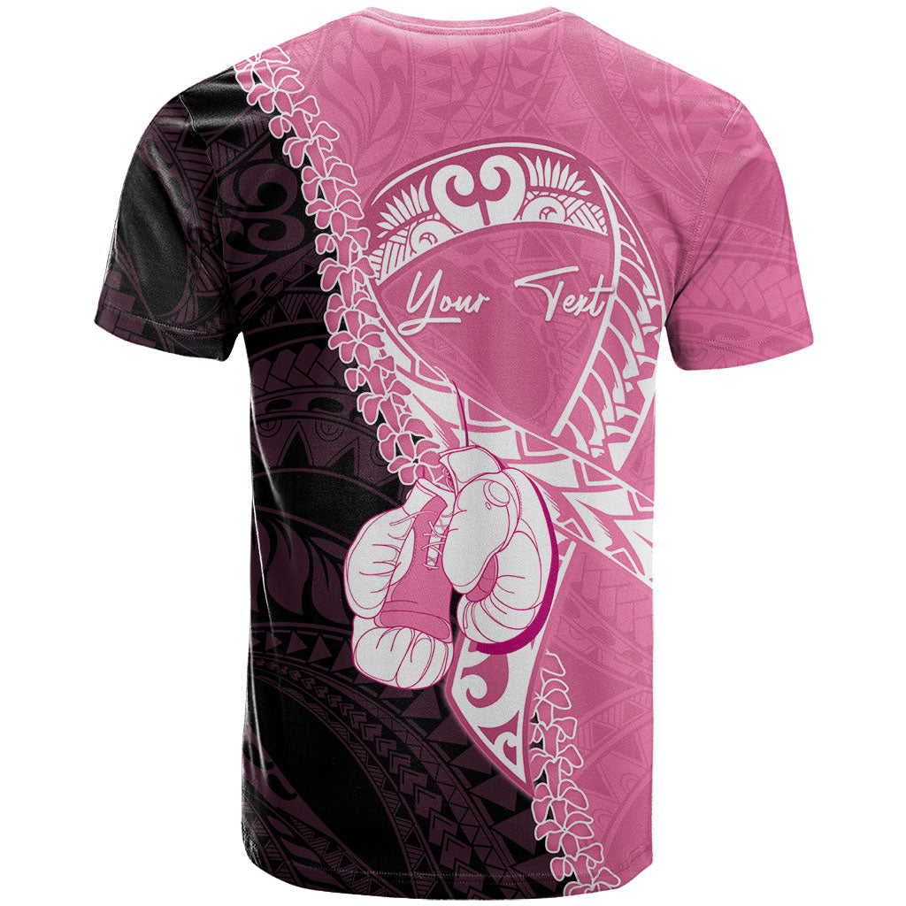 Personalised Polynesia Breast Cancer Support T Shirt Fight With Hope Pink Ribbon Boxing Gloves