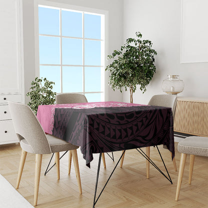 Polynesia Breast Cancer Support Tablecloth Fight With Hope Pink Ribbon Boxing Gloves