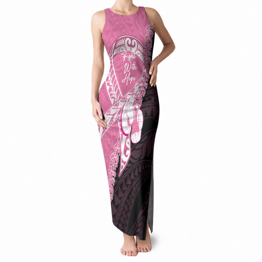 Personalised Polynesia Breast Cancer Support Tank Maxi Dress Fight With Hope Pink Ribbon Boxing Gloves