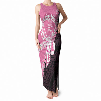Personalised Polynesia Breast Cancer Support Tank Maxi Dress Fight With Hope Pink Ribbon Boxing Gloves
