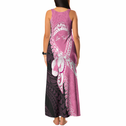 Personalised Polynesia Breast Cancer Support Tank Maxi Dress Fight With Hope Pink Ribbon Boxing Gloves
