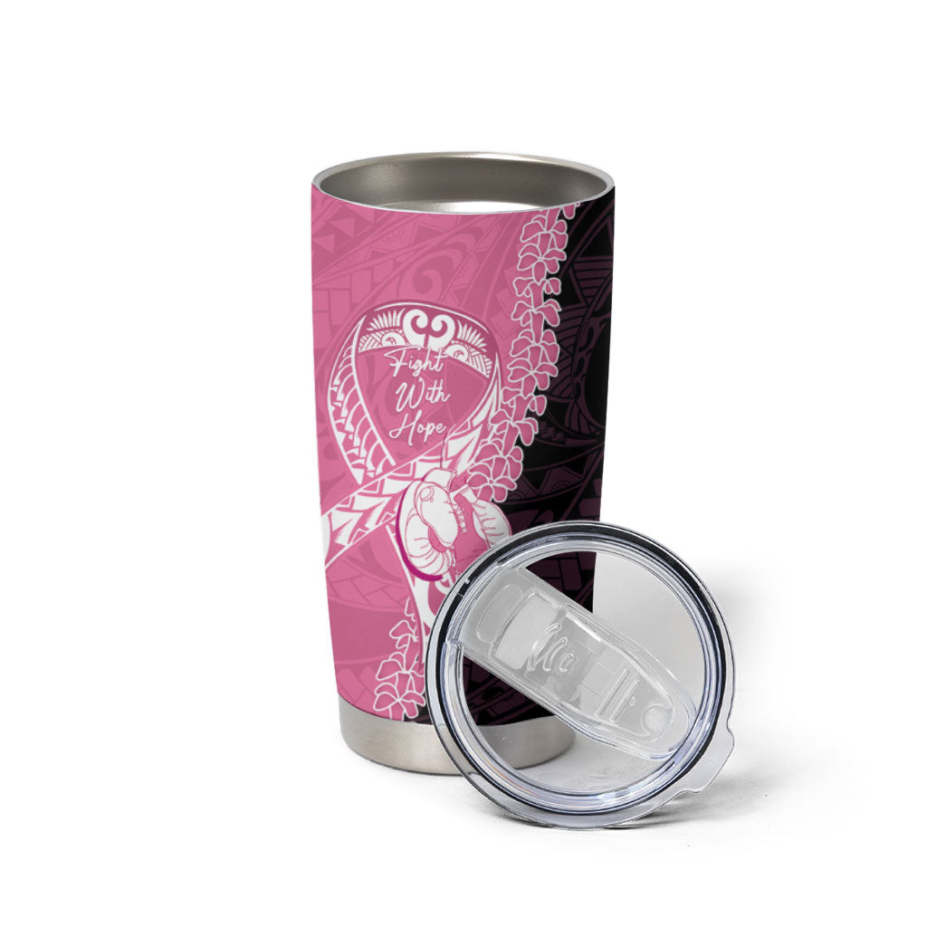 Personalised Polynesia Breast Cancer Support Tumbler Cup Fight With Hope Pink Ribbon Boxing Gloves