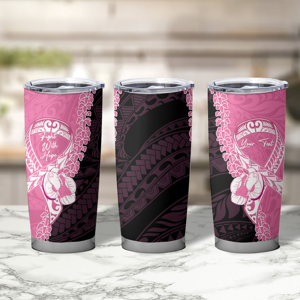 Personalised Polynesia Breast Cancer Support Tumbler Cup Fight With Hope Pink Ribbon Boxing Gloves