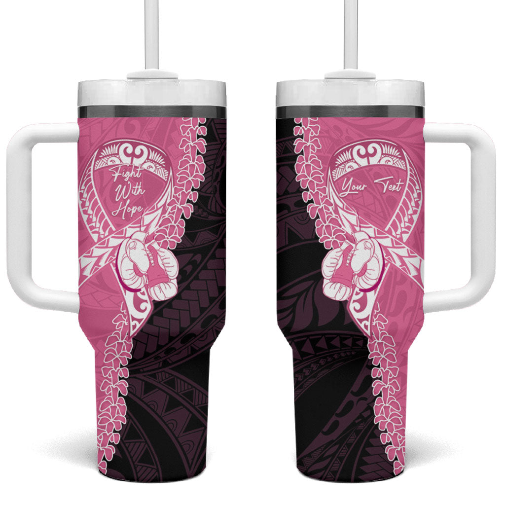 Personalised Polynesia Breast Cancer Support Tumbler With Handle Fight With Hope Pink Ribbon Boxing Gloves