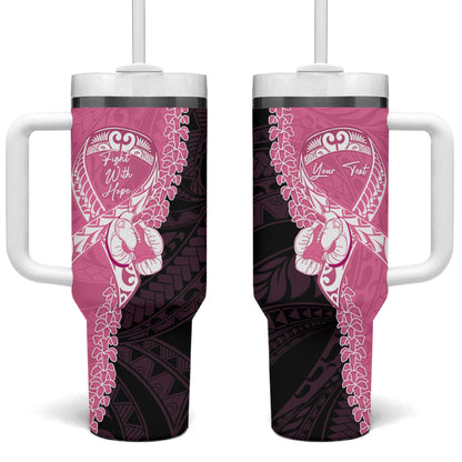 Personalised Polynesia Breast Cancer Support Tumbler With Handle Fight With Hope Pink Ribbon Boxing Gloves
