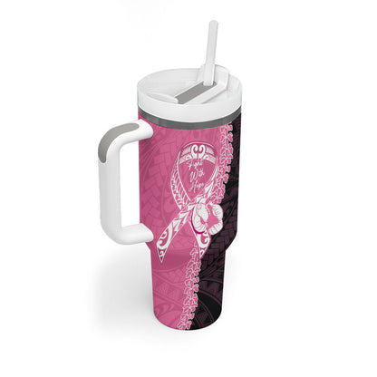 Personalised Polynesia Breast Cancer Support Tumbler With Handle Fight With Hope Pink Ribbon Boxing Gloves
