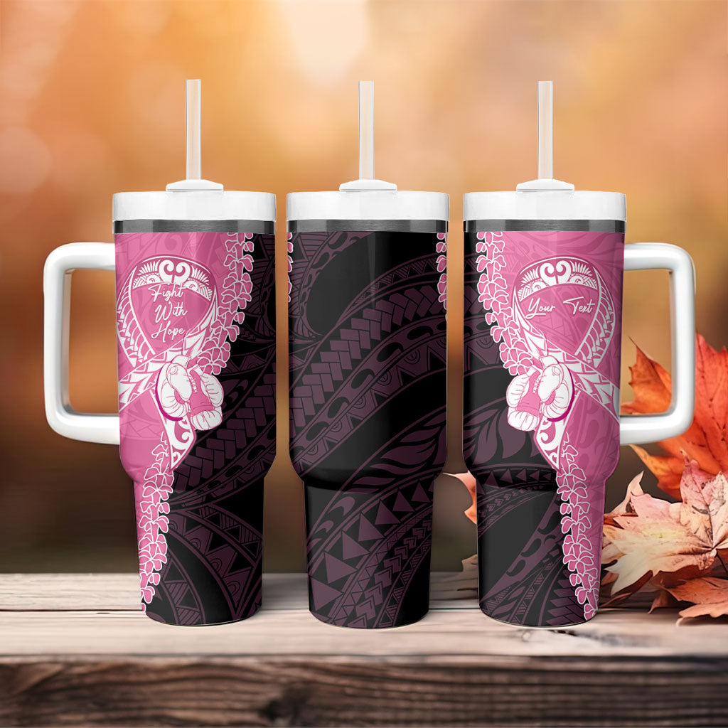 Personalised Polynesia Breast Cancer Support Tumbler With Handle Fight With Hope Pink Ribbon Boxing Gloves