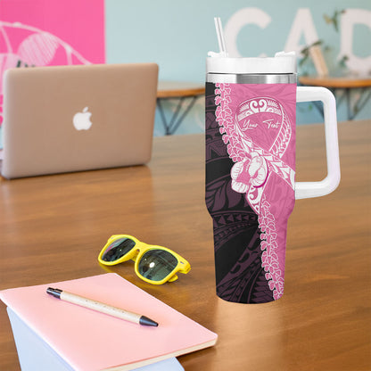 Personalised Polynesia Breast Cancer Support Tumbler With Handle Fight With Hope Pink Ribbon Boxing Gloves
