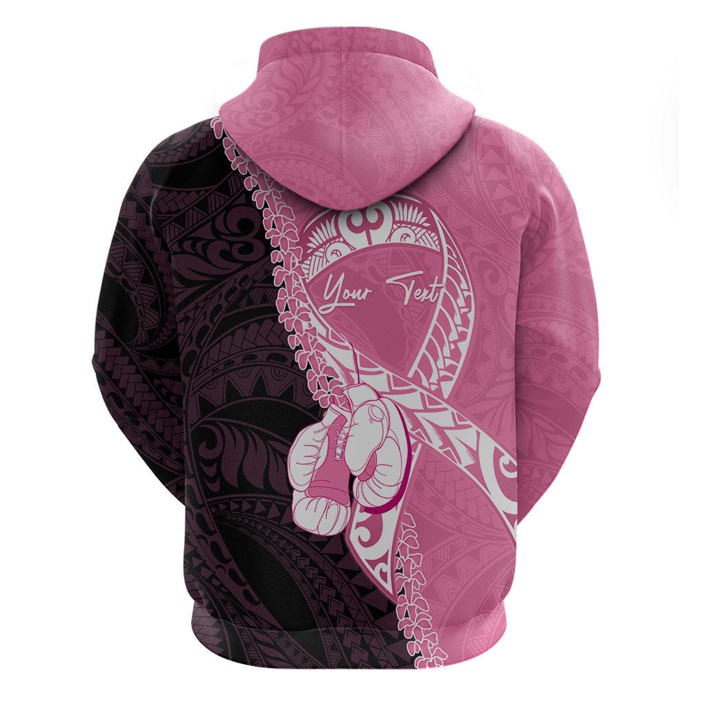 Personalised Polynesia Breast Cancer Support Zip Hoodie Fight With Hope Pink Ribbon Boxing Gloves