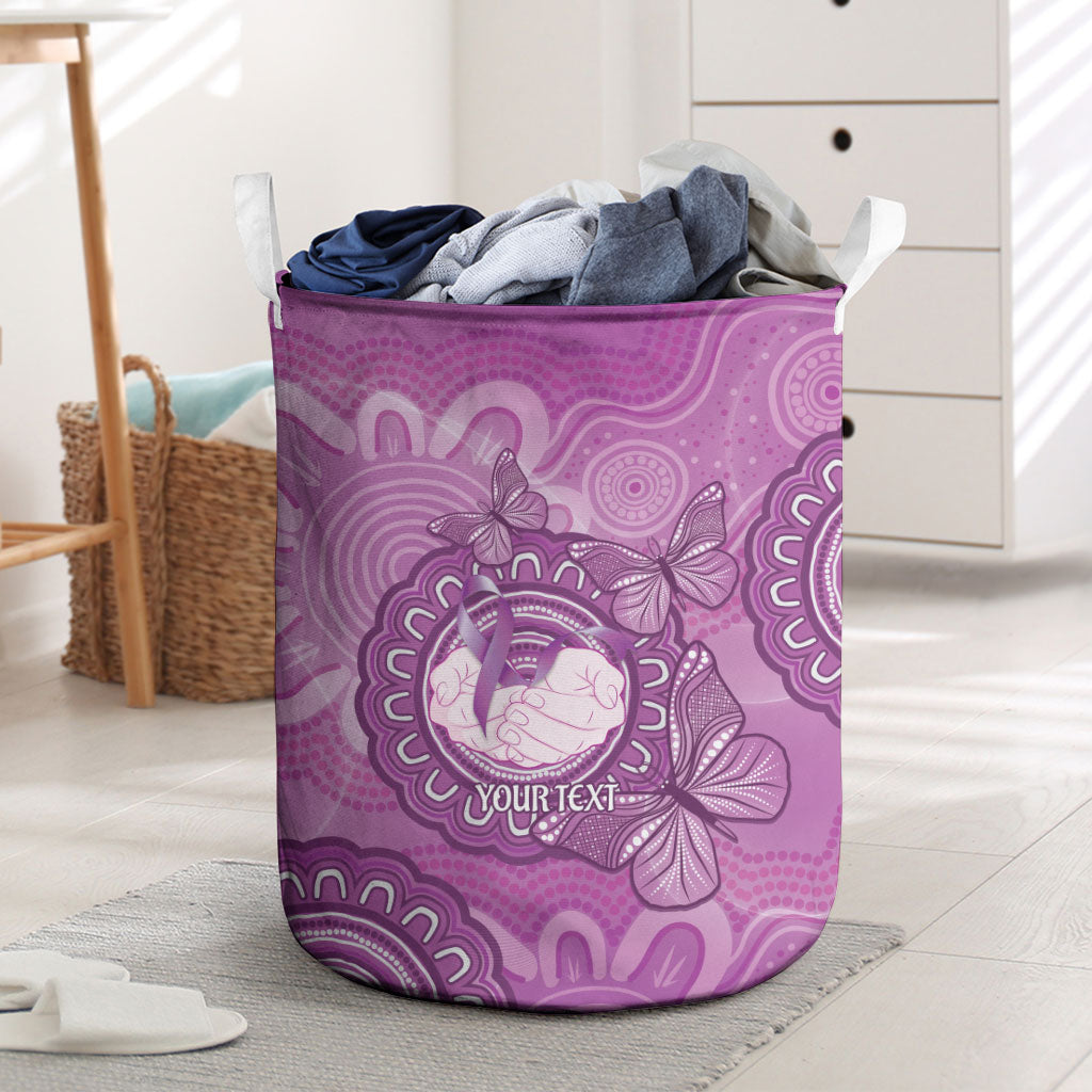 Australia Lupus Support Month Personalised Laundry Basket Warrior Purple Ribbon Butterflies Indigenous Art