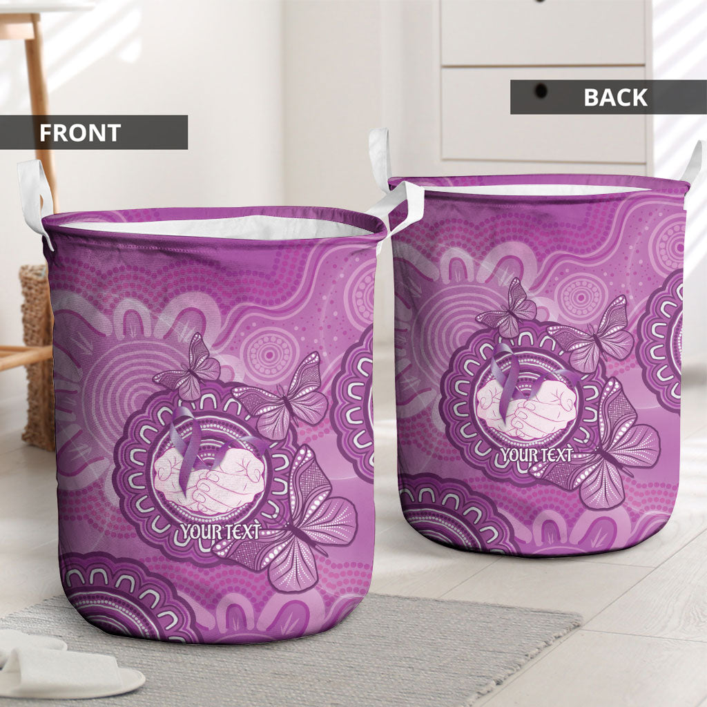 Australia Lupus Support Month Personalised Laundry Basket Warrior Purple Ribbon Butterflies Indigenous Art