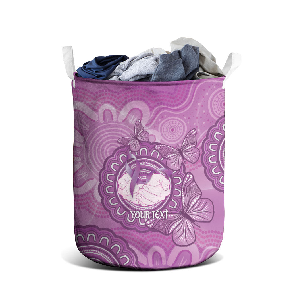 Australia Lupus Support Month Personalised Laundry Basket Warrior Purple Ribbon Butterflies Indigenous Art