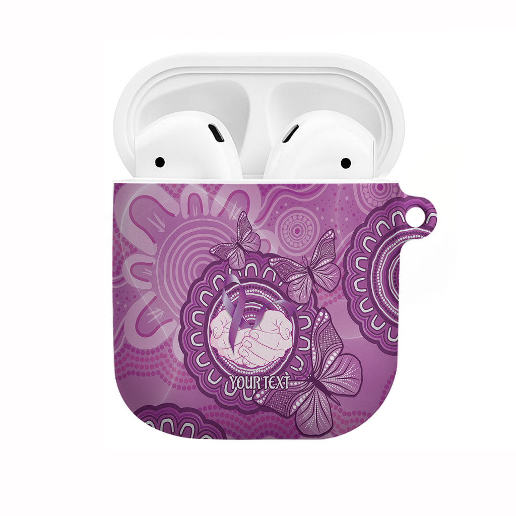 Australia Lupus Support Month Personalised AirPods Case Warrior Purple Ribbon Butterflies Indigenous Art