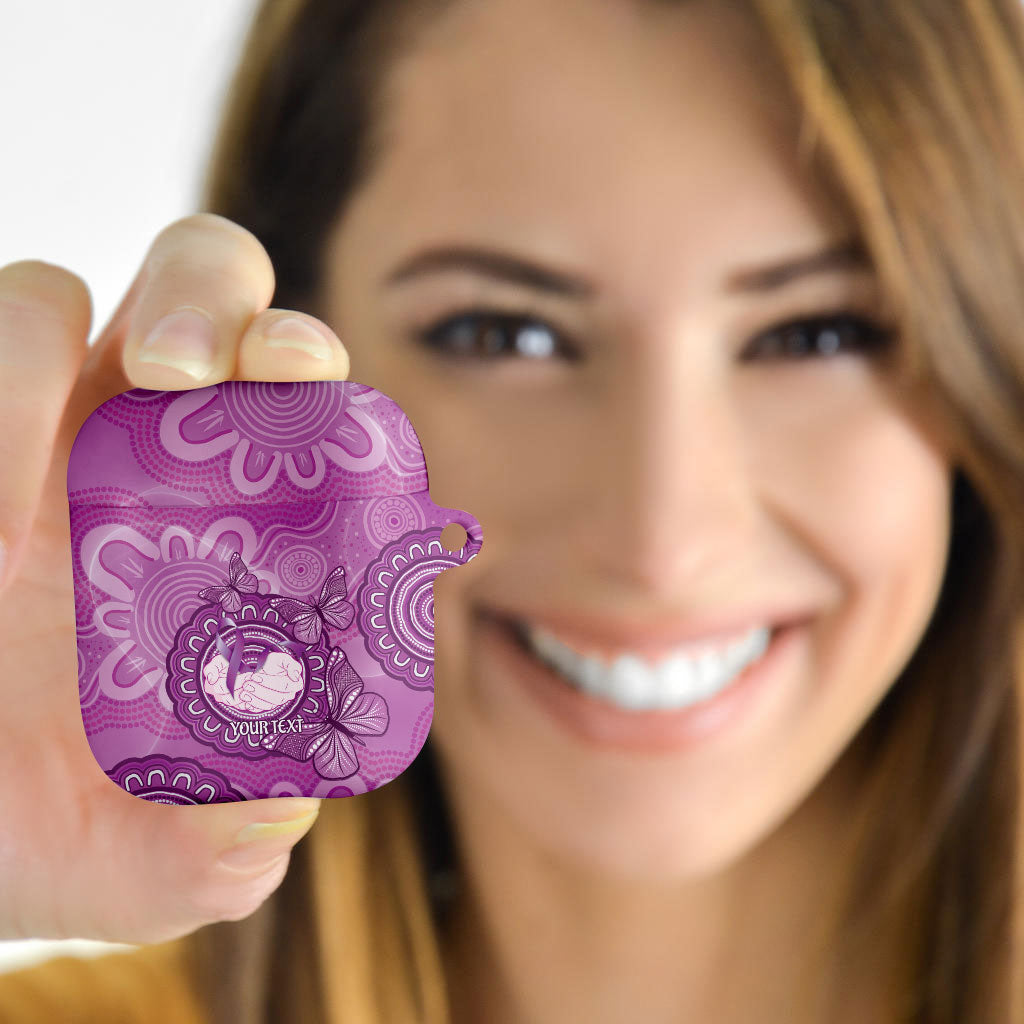 Australia Lupus Support Month Personalised AirPods Case Warrior Purple Ribbon Butterflies Indigenous Art