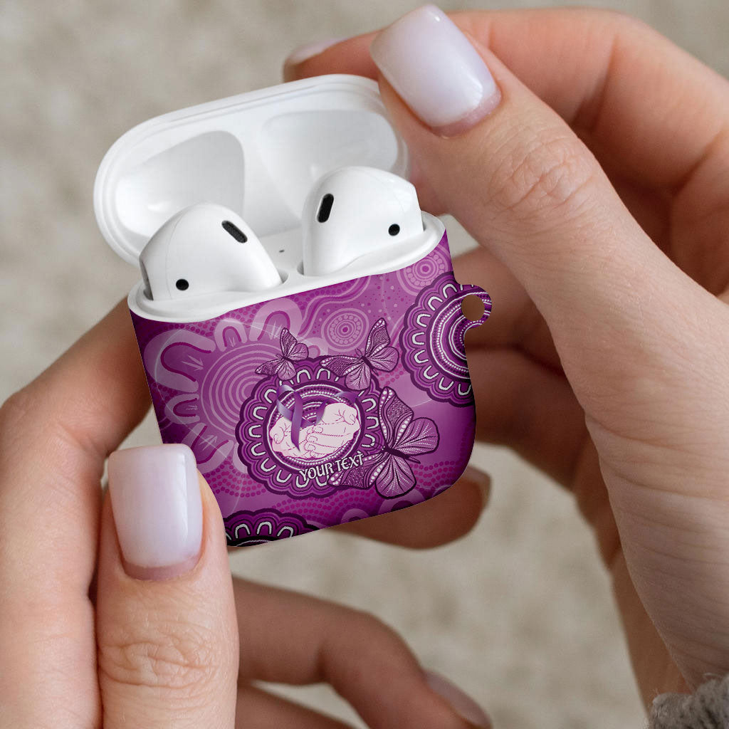Australia Lupus Support Month Personalised AirPods Case Warrior Purple Ribbon Butterflies Indigenous Art