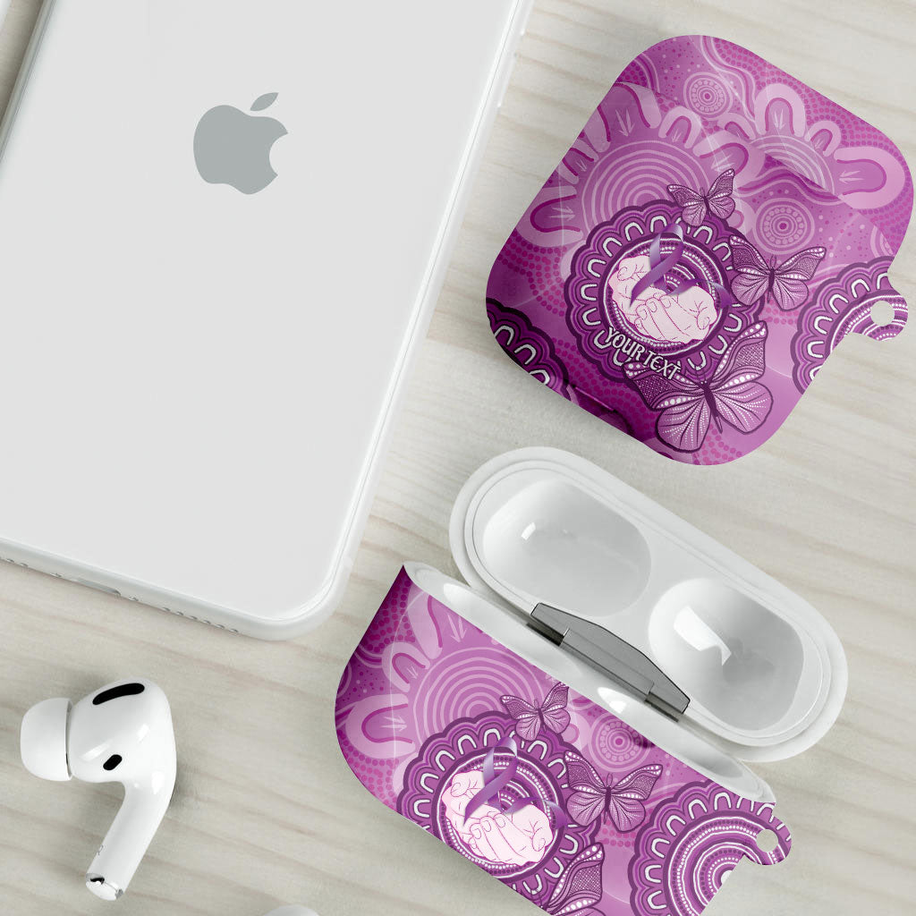 Australia Lupus Support Month Personalised AirPods Case Warrior Purple Ribbon Butterflies Indigenous Art