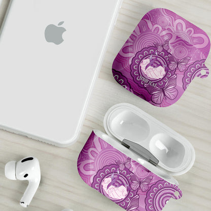 Australia Lupus Support Month Personalised AirPods Case Warrior Purple Ribbon Butterflies Indigenous Art