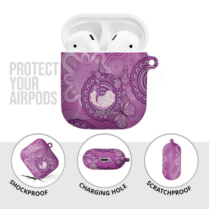 Australia Lupus Support Month Personalised AirPods Case Warrior Purple Ribbon Butterflies Indigenous Art