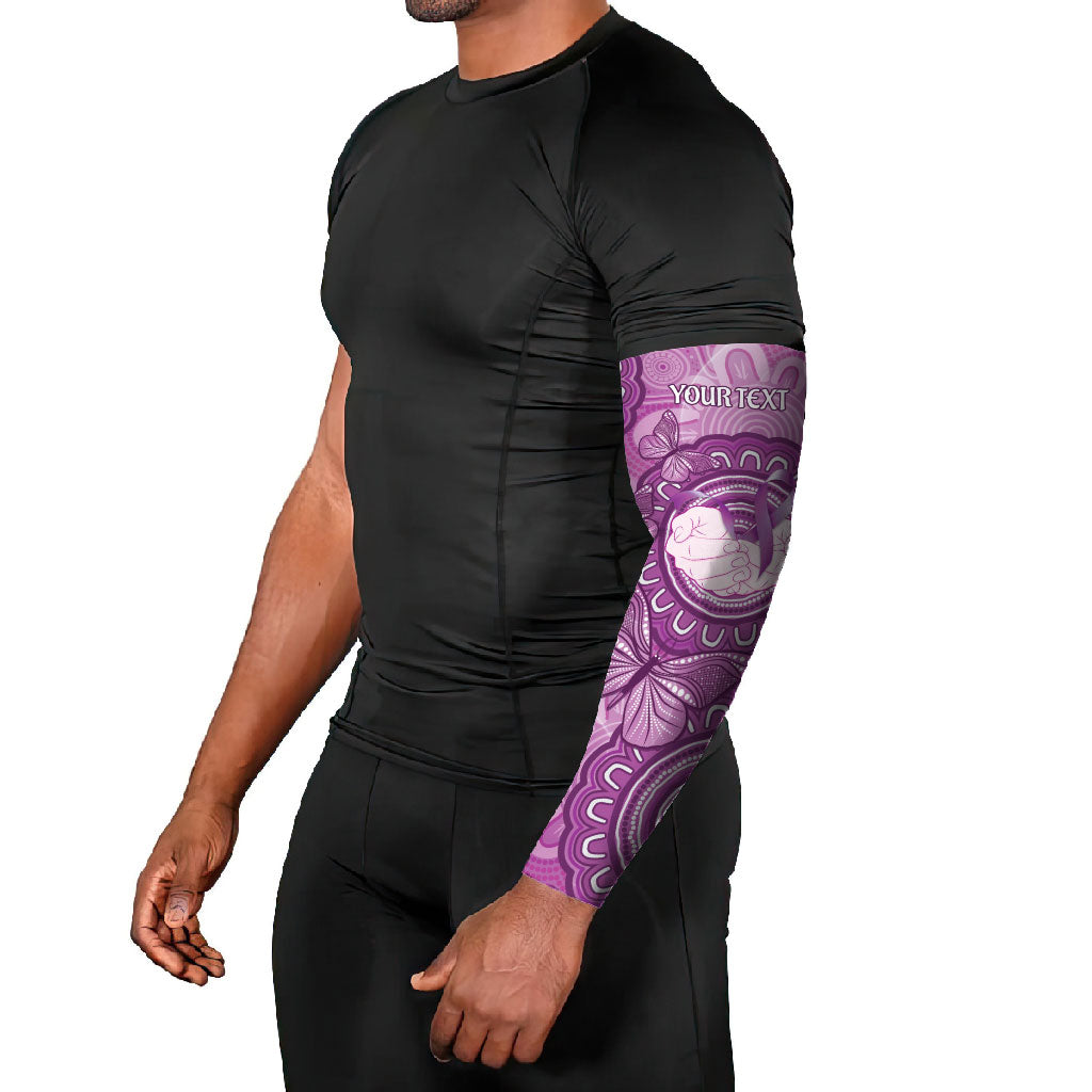 Australia Lupus Support Month Personalised Arm Sleeves Warrior Purple Ribbon Butterflies Indigenous Art