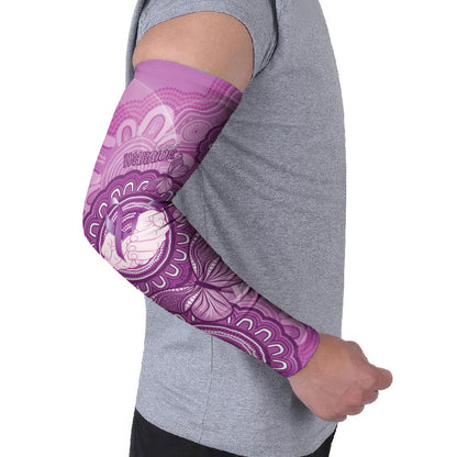 Australia Lupus Support Month Personalised Arm Sleeves Warrior Purple Ribbon Butterflies Indigenous Art