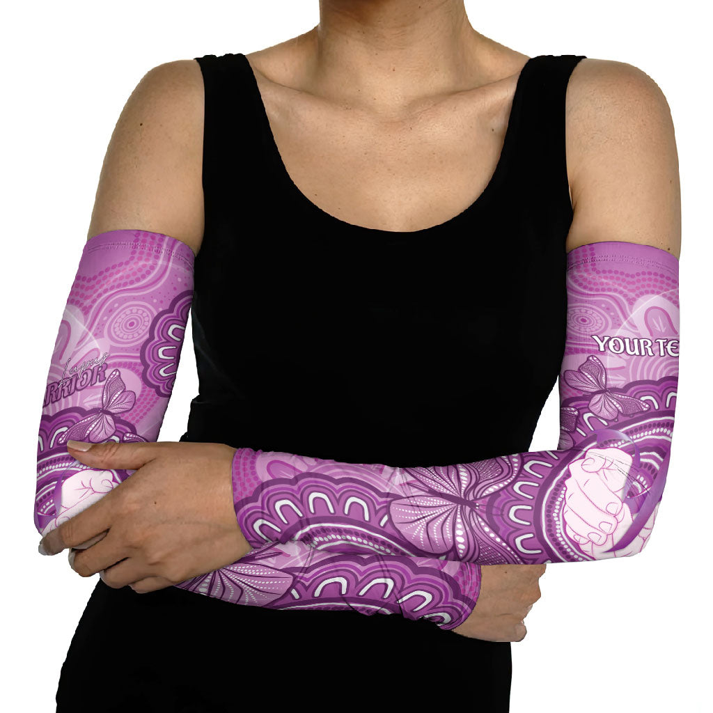 Australia Lupus Support Month Personalised Arm Sleeves Warrior Purple Ribbon Butterflies Indigenous Art