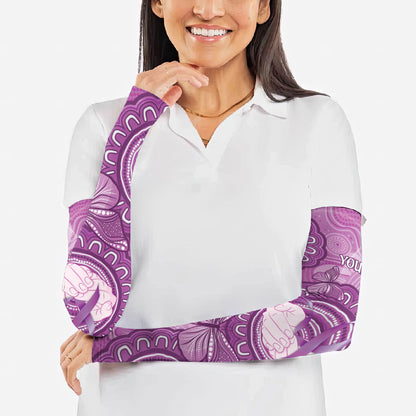 Australia Lupus Support Month Personalised Arm Sleeves Warrior Purple Ribbon Butterflies Indigenous Art