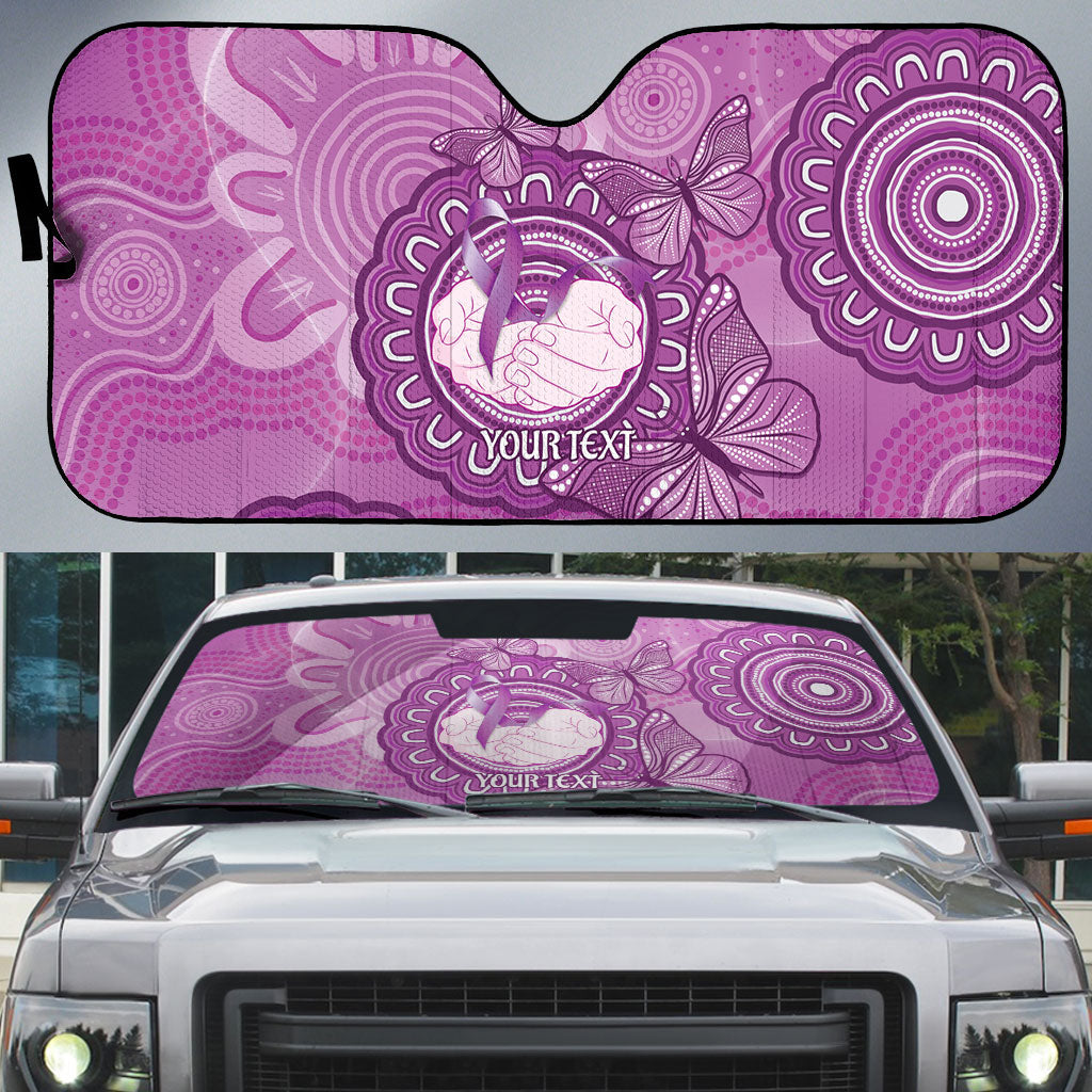 Australia Lupus Support Month Personalised Auto Sun Shade Warrior Purple Ribbon Butterflies Indigenous Art