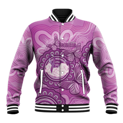 Australia Lupus Support Month Personalised Baseball Jacket Warrior Purple Ribbon Butterflies Indigenous Art