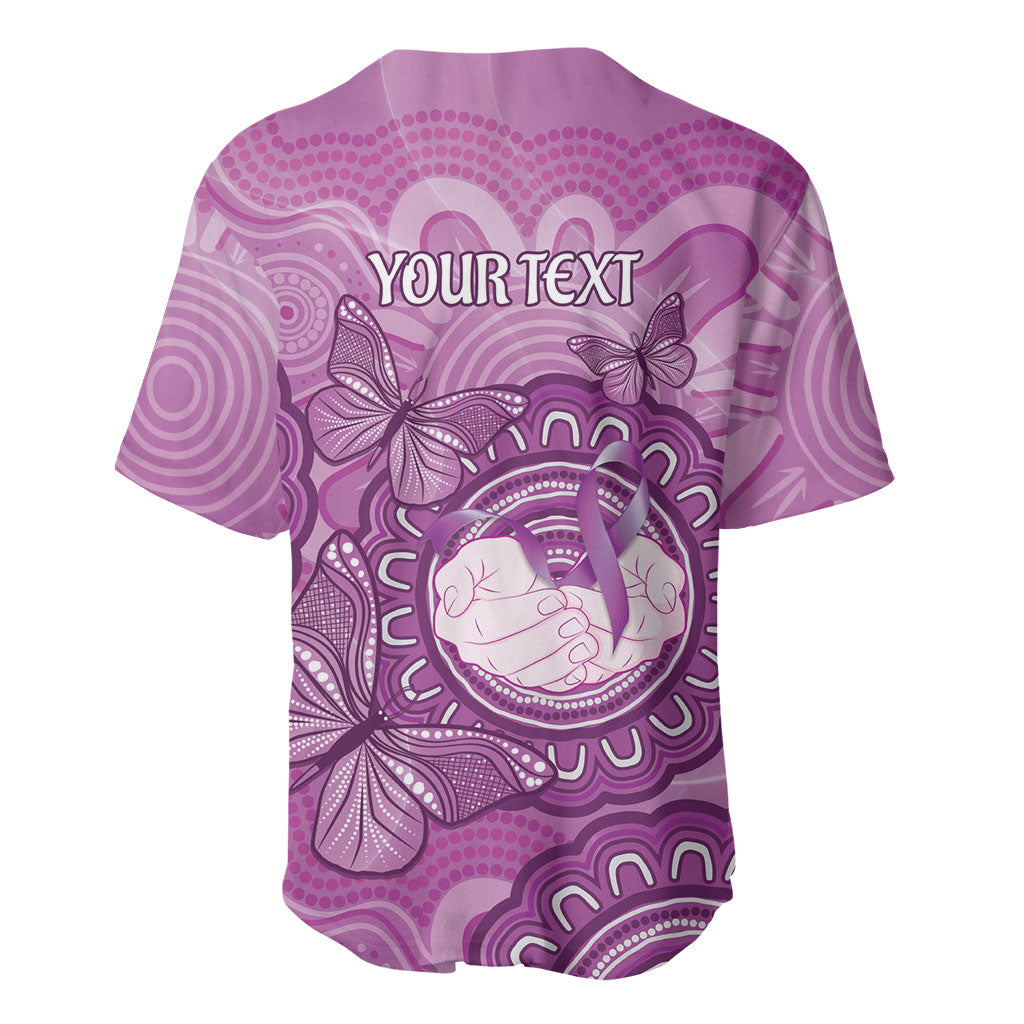 Australia Lupus Support Month Personalised Baseball Jersey Warrior Purple Ribbon Butterflies Indigenous Art