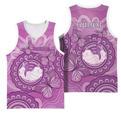 Australia Lupus Support Month Personalised Basketball Jersey Warrior Purple Ribbon Butterflies Indigenous Art