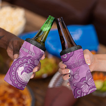 Australia Lupus Support Month Personalised 4 in 1 Can Cooler Tumbler Warrior Purple Ribbon Butterflies Indigenous Art