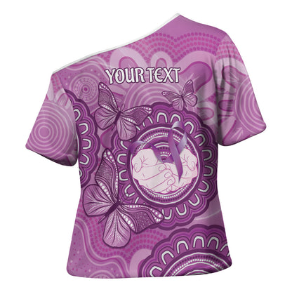 Australia Lupus Support Month Personalised Cross Shoulder Shirt Warrior Purple Ribbon Butterflies Indigenous Art