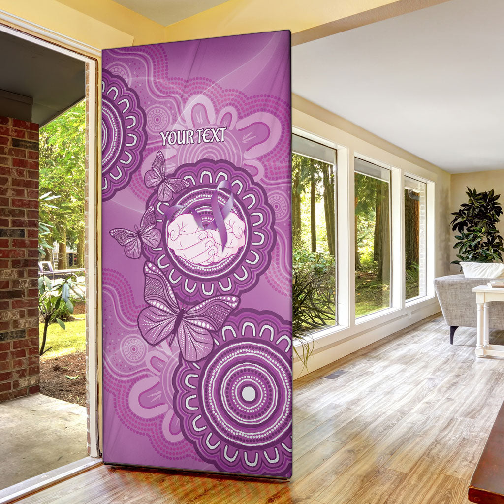Australia Lupus Support Month Personalised Door Cover Warrior Purple Ribbon Butterflies Indigenous Art