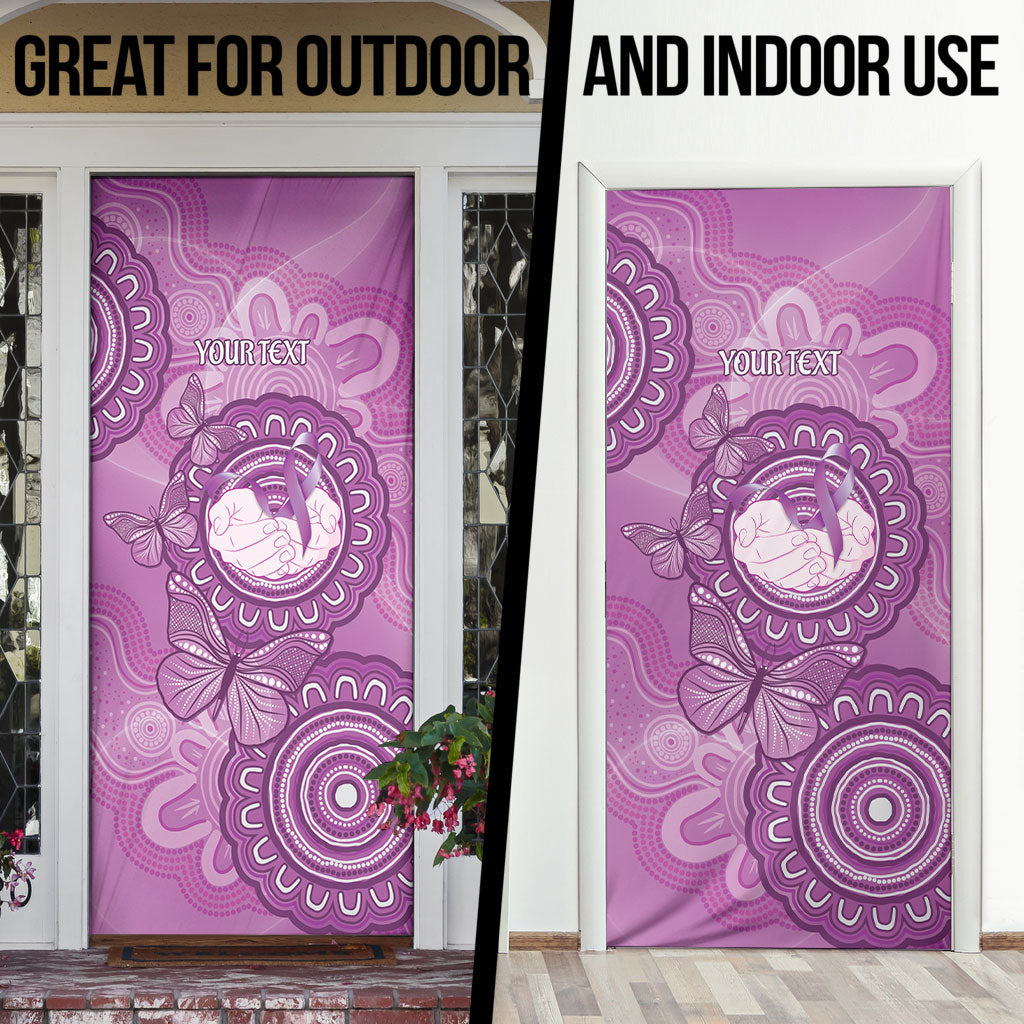 Australia Lupus Support Month Personalised Door Cover Warrior Purple Ribbon Butterflies Indigenous Art