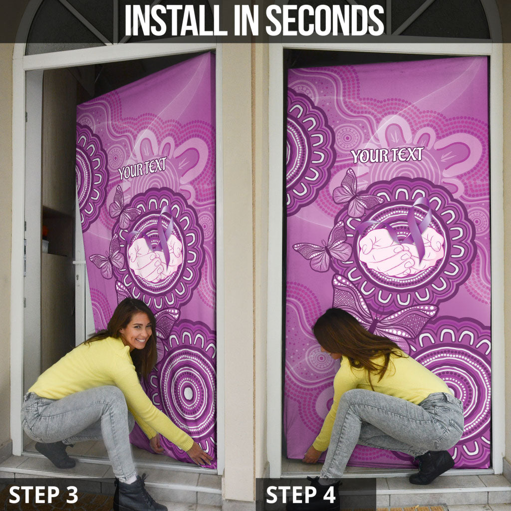 Australia Lupus Support Month Personalised Door Cover Warrior Purple Ribbon Butterflies Indigenous Art