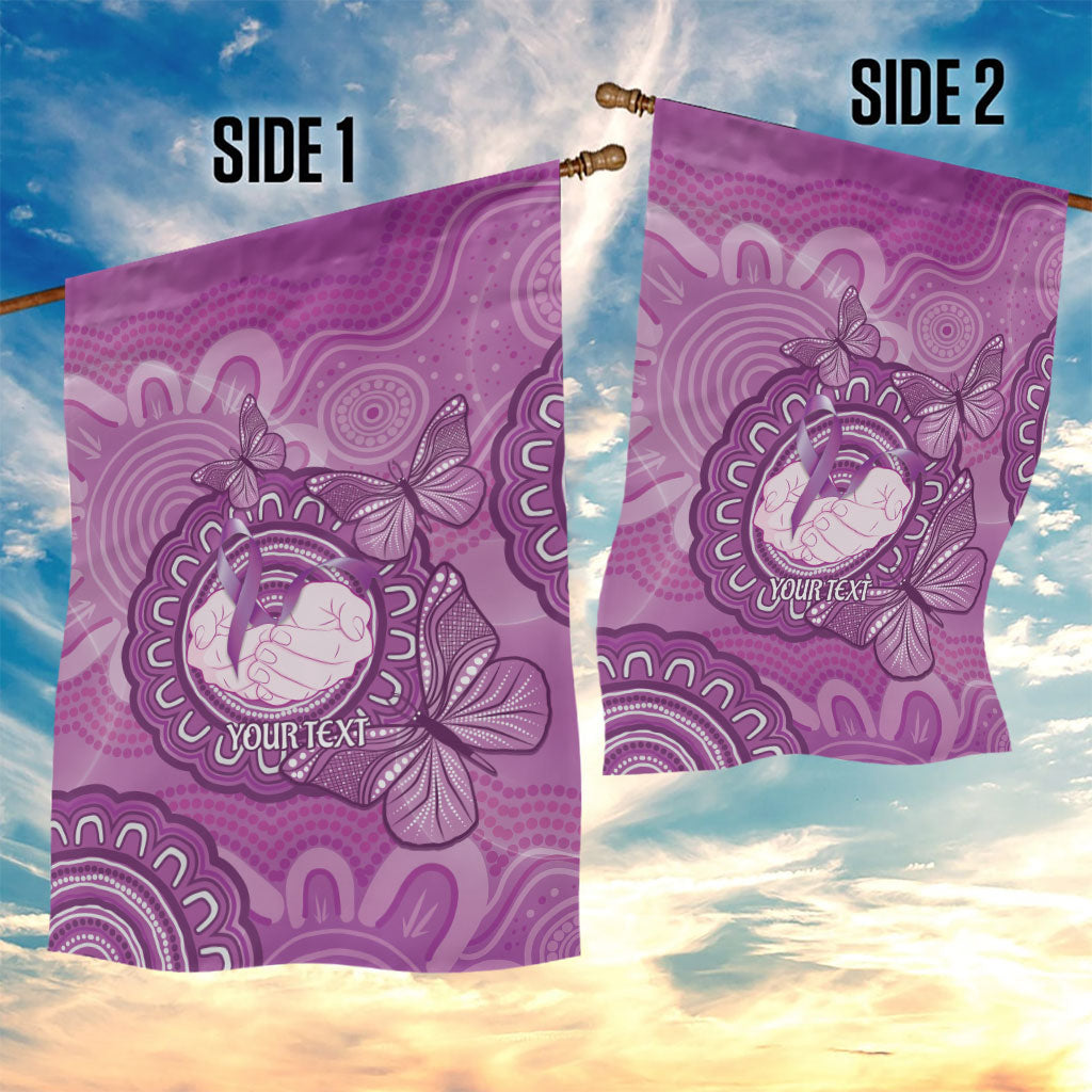 Australia Lupus Support Month Personalised Garden Flag Warrior Purple Ribbon Butterflies Indigenous Art