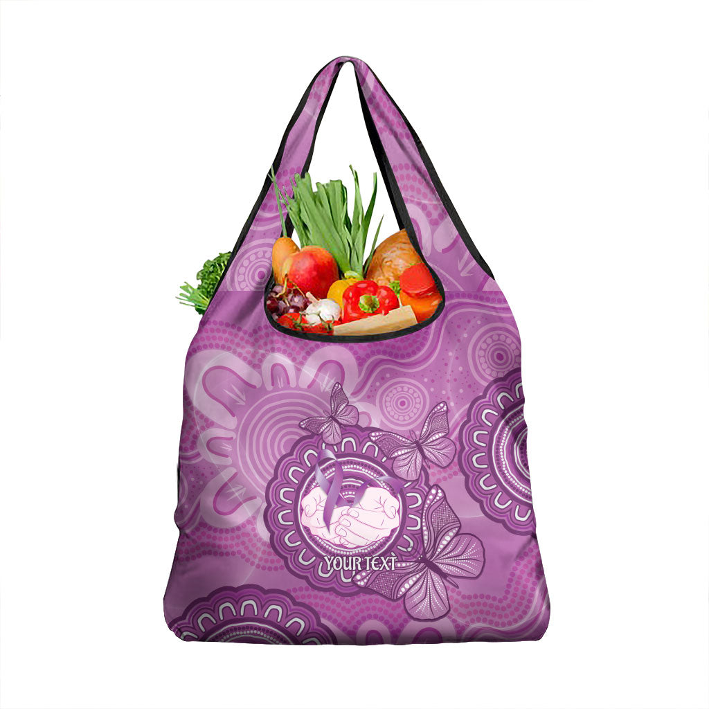 Australia Lupus Support Month Personalised Grocery Bag Warrior Purple Ribbon Butterflies Indigenous Art