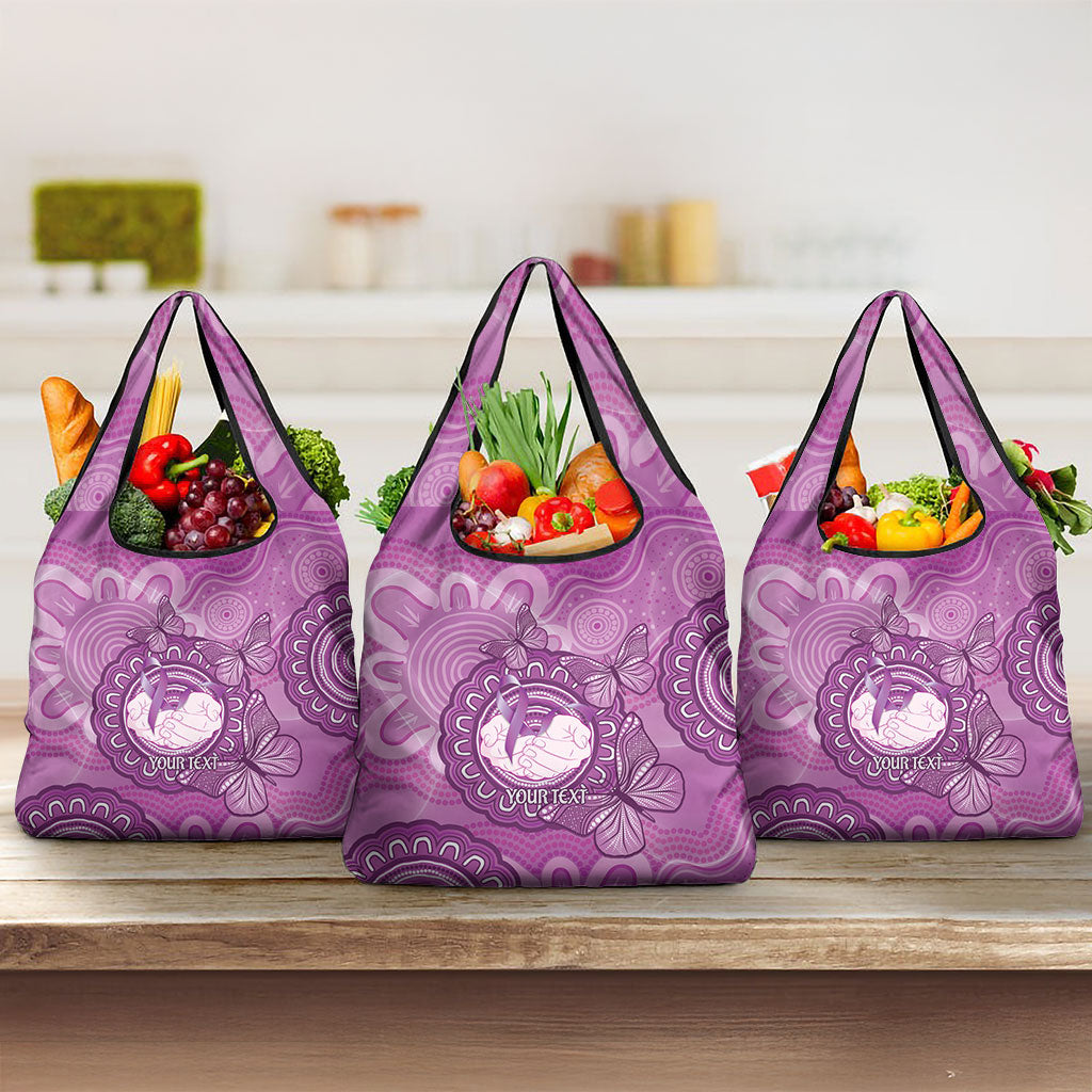 Australia Lupus Support Month Personalised Grocery Bag Warrior Purple Ribbon Butterflies Indigenous Art