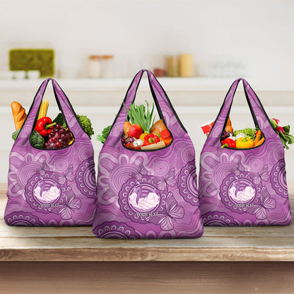 Australia Lupus Support Month Personalised Grocery Bag Warrior Purple Ribbon Butterflies Indigenous Art