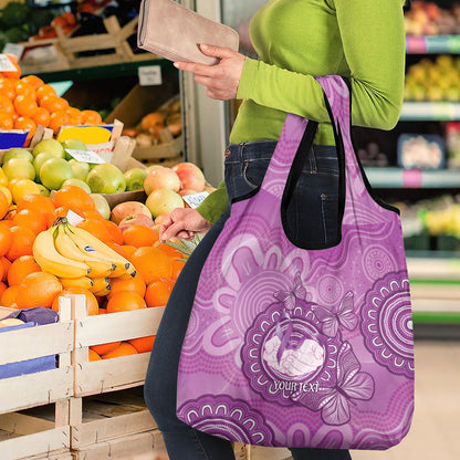 Australia Lupus Support Month Personalised Grocery Bag Warrior Purple Ribbon Butterflies Indigenous Art