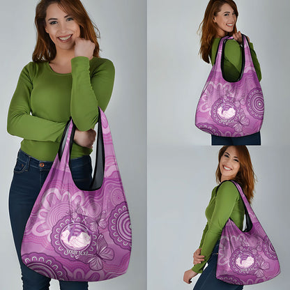 Australia Lupus Support Month Personalised Grocery Bag Warrior Purple Ribbon Butterflies Indigenous Art
