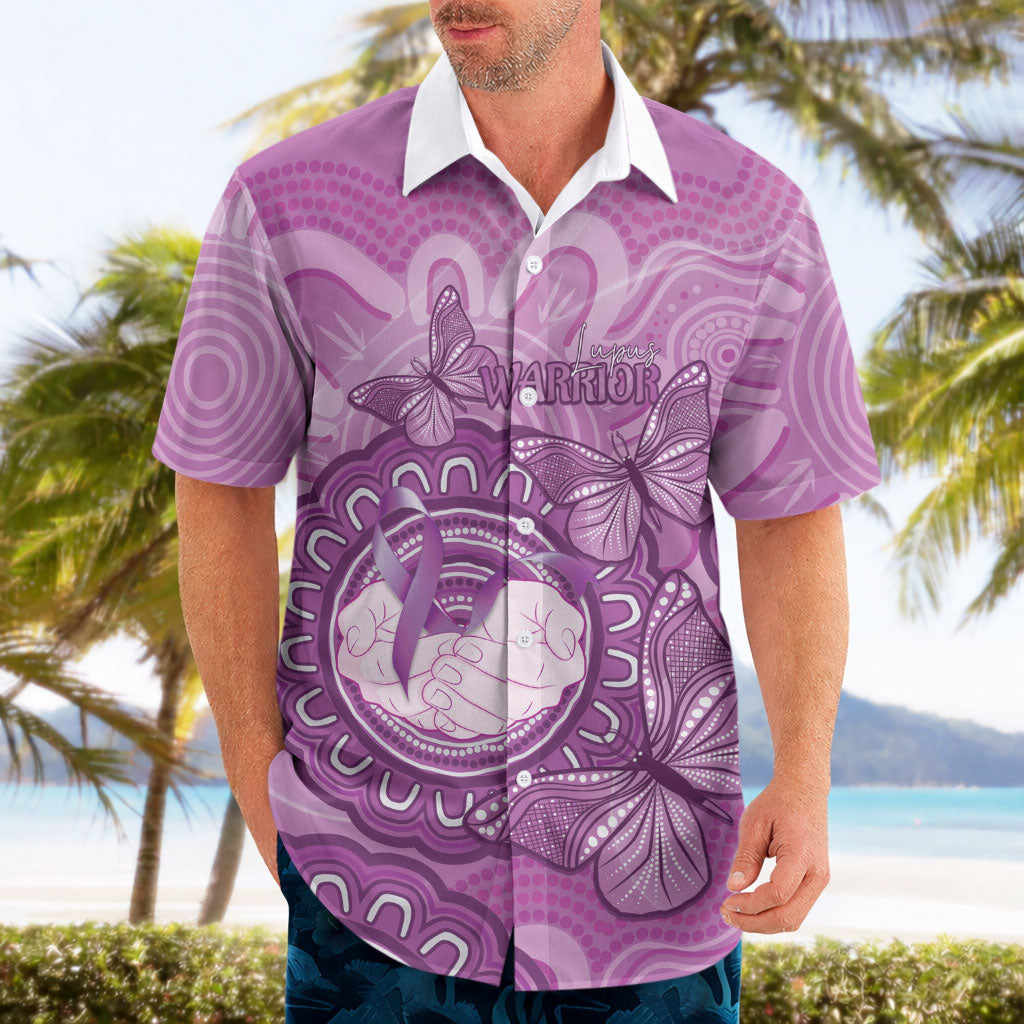 Australia Lupus Support Month Personalised Hawaiian Shirt Warrior Purple Ribbon Butterflies Indigenous Art