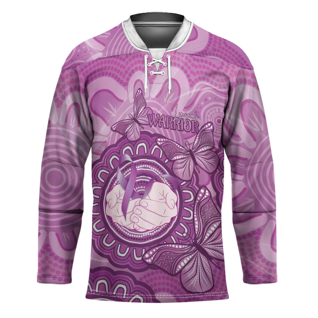 Australia Lupus Support Month Personalised Hockey Jersey Warrior Purple Ribbon Butterflies Indigenous Art