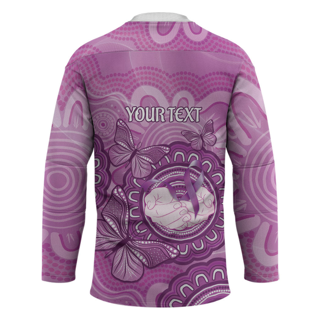 Australia Lupus Support Month Personalised Hockey Jersey Warrior Purple Ribbon Butterflies Indigenous Art