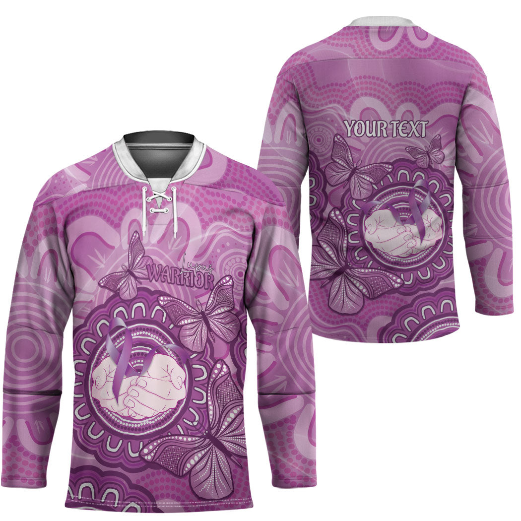 Australia Lupus Support Month Personalised Hockey Jersey Warrior Purple Ribbon Butterflies Indigenous Art