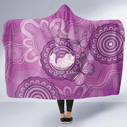 Australia Lupus Support Month Personalised Hooded Blanket Warrior Purple Ribbon Butterflies Indigenous Art
