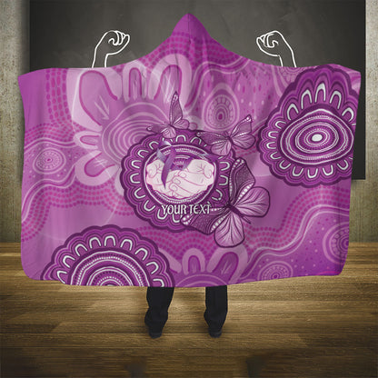Australia Lupus Support Month Personalised Hooded Blanket Warrior Purple Ribbon Butterflies Indigenous Art