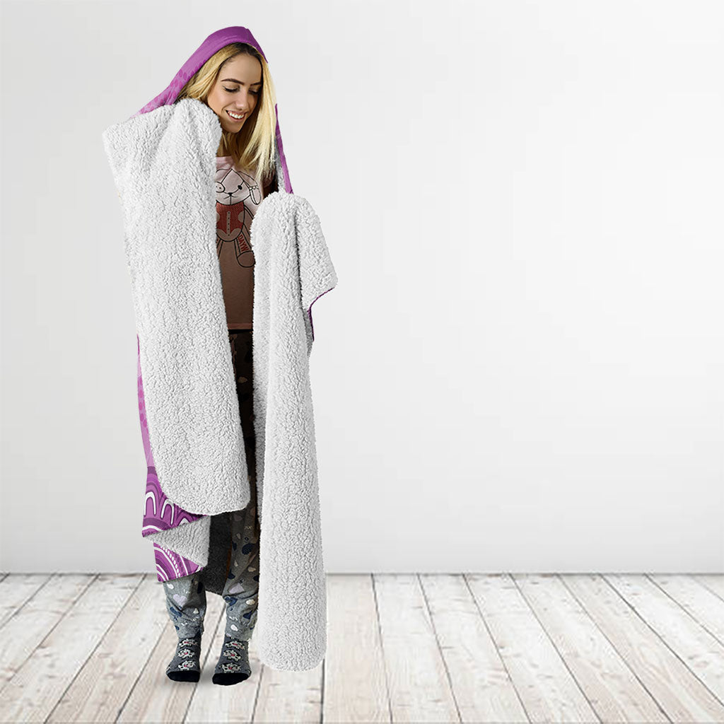 Australia Lupus Support Month Personalised Hooded Blanket Warrior Purple Ribbon Butterflies Indigenous Art