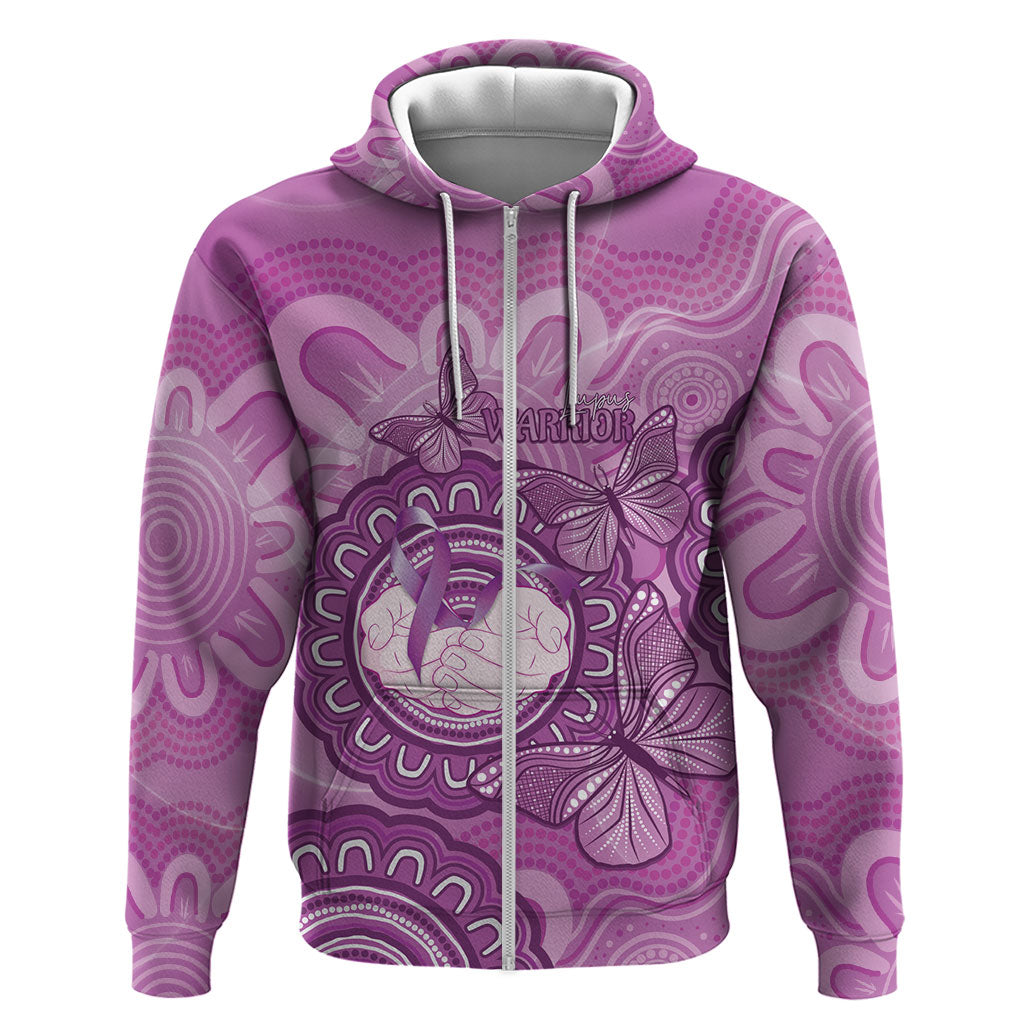 Australia Lupus Support Month Personalised Hoodie Warrior Purple Ribbon Butterflies Indigenous Art